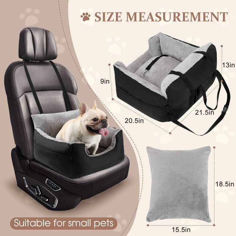 Downluxe Dog Car Seat with Storage Pockets for Small Dogs