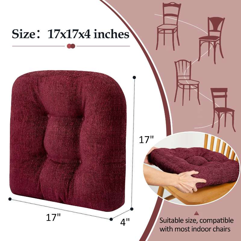 Downluxe Chair Cushions For Dining Chairs With Ties, Non-Slip