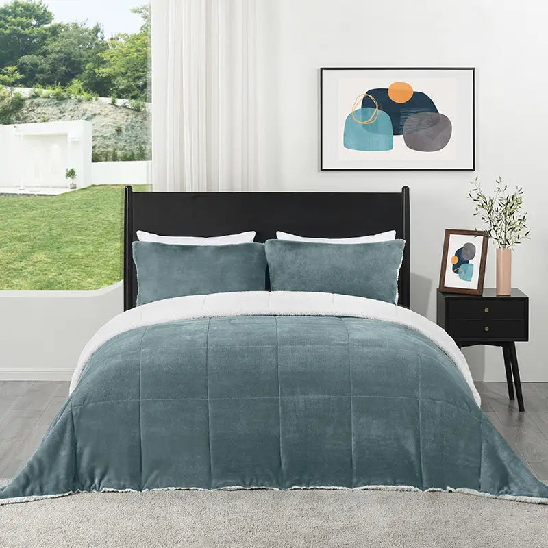 Downluxe Fall Winter Ultra Warm Micromink Soft Sherpa Comforter